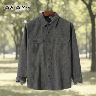 1 Pcs Cord Full Sleeve Shirt -Ash
