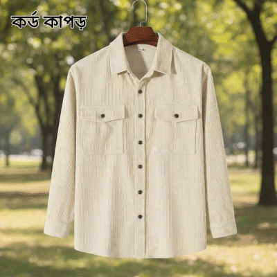 1 Pcs Cord Full Sleeve Shirt - Cream