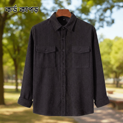 1 Pcs Cord Full Sleeve Shirt - Black