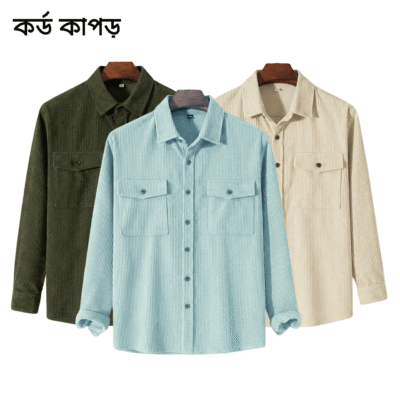 3 Pcs Cord Full Sleeve Shirt - Jolapai+Mint+Cream