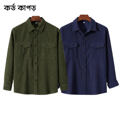 2 Pcs Cord Full Sleeve Shirt - Jolpai+ Navy