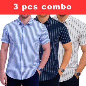 3 Pcs Half Sleeve Print Shirt- (Sky+ Navy +White) Small
