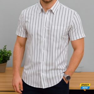1 Pcs Half Sleeve Print Shirt-White Small
