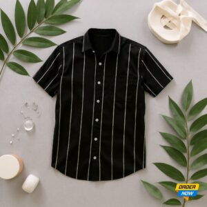 1 Pcs Half Sleeve Print Shirt-Black Big