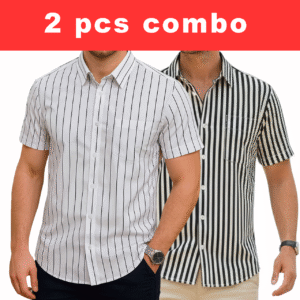 2 Pcs Half Sleeve Print Shirt-Black Small+ White Small