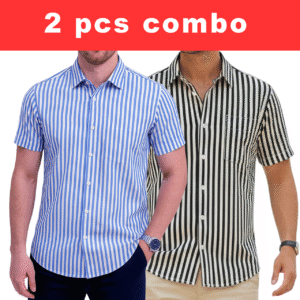2 Pcs Half Sleeve Print Shirt-Sky Small+ Black Small