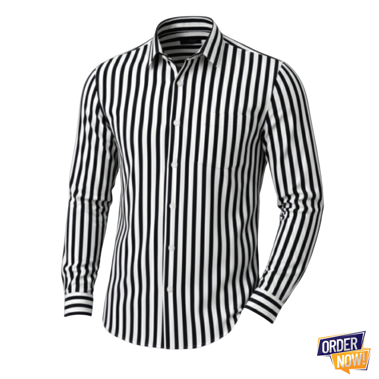 1 Pcs Stripe Full Sleeve Shirt- Black Small
