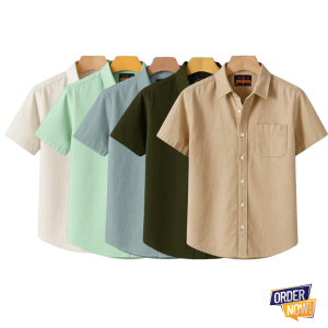 5 Pcs Kaizar Half Sleeve Shirt- Cream+Lemon+Gray+Jolpai+Khaki