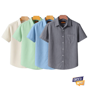 4 Pcs Kaizar Half Sleeve Shirt- Cream+Lemon+Sky+Ash