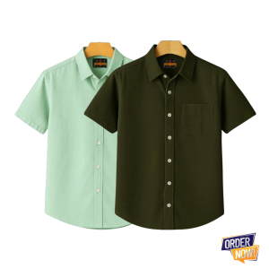 2 Pcs Kaizar Half Sleeve Shirt- Lemon-+Jolpai