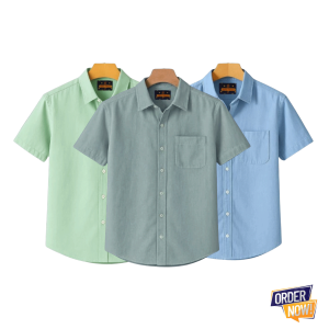 3 Pcs Kaizar Half Sleeve Shirt- Lemon+Sky+Gray