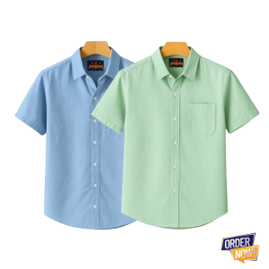 2 Pcs Kaizar Half Sleeve Shirt- Sky+-Lemon