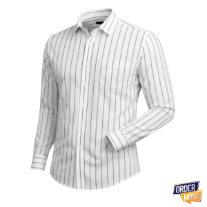 1 Pcs Stripe Full Sleeve Shirt- White Small
