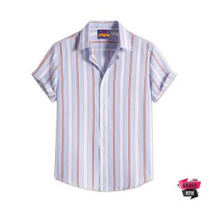 1 Pcs Linen Print Half Shirt-Ash