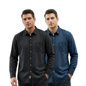 2 Pcs Denim SP Full Sleeve Shirt- Black+Navy