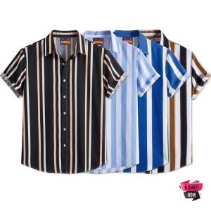 4 Pcs Linen Print Half Shirt-Black+Sky+Petrol+Kathal
