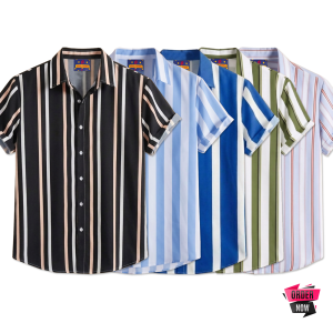 5 Pcs Linen Print Half Shirt-Black+Sky+Petrol+Lemon+Ash
