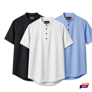 3 Pcs Half Sleeve OXF Katua-Black+Sky+White