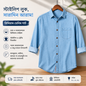 1 Pcs Denim SP Full Sleeve Shirt-Light Sky