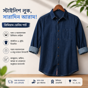 1 Pcs Denim SP Full Sleeve Shirt- Navy