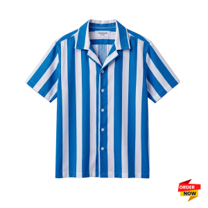 1 Pcs Cuban Print Half Shirt- Petrol