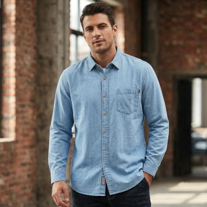 1 Pcs Denim SP Full Sleeve Shirt-Light Sky