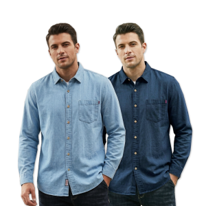 2 Pcs Denim SP Full Sleeve Shirt- Navy+Sky