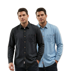 2 Pcs Denim SP Full Sleeve Shirt- Black+Light Sky
