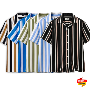 5 Pcs Cuban Print Half Shirt-Kathal+Petrol+Lemon+Sky+Black