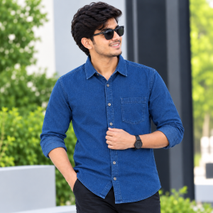 1 Pcs Denim Full Sleeve Single Poket- Navy